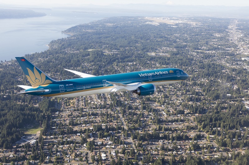 Một tàu bay Boeing 787 -9 Dreamliner chuyên khai thác các đường bay đường dài của Vietnam Airlines,