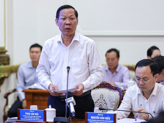 Ông Phan Văn Mãi, Chủ tịch UBND TP.HCM nêu kiến nghị tại buổi làm việc - Ảnh: chinhphu.vn