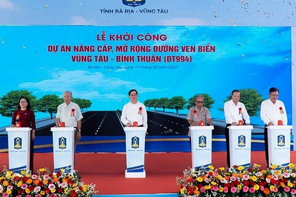 Lãnh đạo tỉnh Bà Rịa - Vũng Tàu phát lệnh khởi công mở rộng Dự án nâng cấp, mở rộng đường ven biển ĐT 994