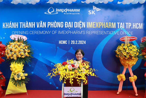 -	Thầy thuốc nhân dân, Dược sĩ Trần Thị Đào, Tổng giám đốc Công ty cổ phần Dược phẩm Imexpharm phát biểu tại lễ khánh thành văn phòng đại diện tại TPHCM.