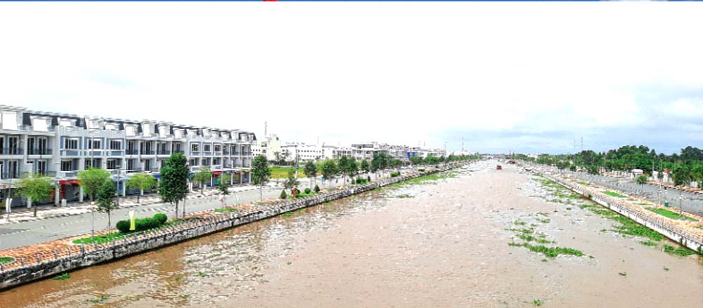 Khu đô thị mới nằm bên dòng kênh xáng Xà No (TP. Vị Thanh, tỉnh Hậu Giang)