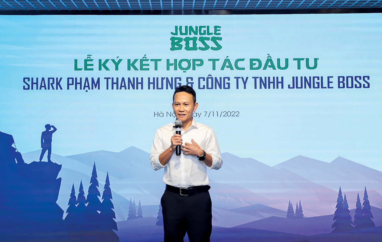 doanh nhân Lê Lưu Dũng phát biểu tại lễ ký kết hợp tác đầu tư 