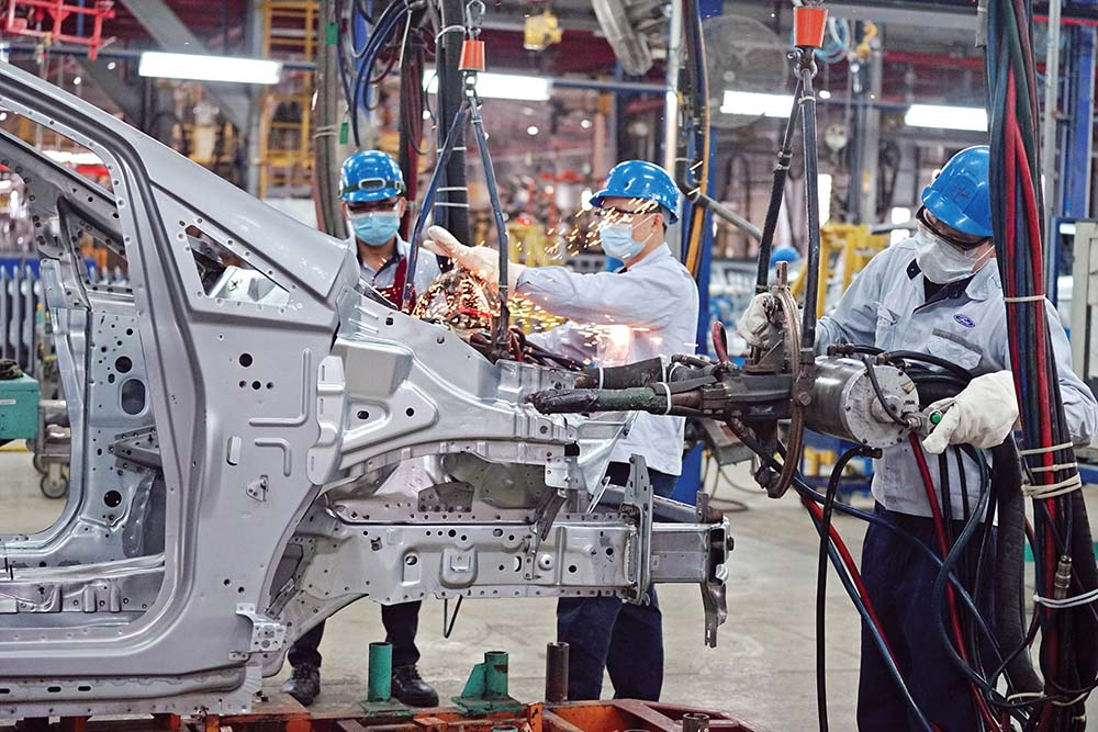 Việt Nam đang trở thành điểm đến ngày càng hấp dẫn của nhà đầu tư Hoa Kỳ. Trong ảnh: Dây chuyền sản xuất tại nhà máy Ford Việt Nam (Hải Dương) 	Ảnh: Đ.T