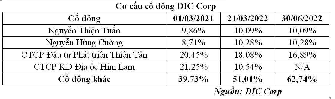 Thiên Tân và Him Lam liên tục bán cổ phiếu DIG từ cuối năm 2021 tới nay (Nguồn: DIG).