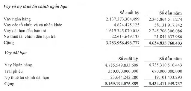 Cơ cấu nợ vay của Tổng công ty Sông Đà tính tới 30/9/2022 (Nguồn: BCTC).