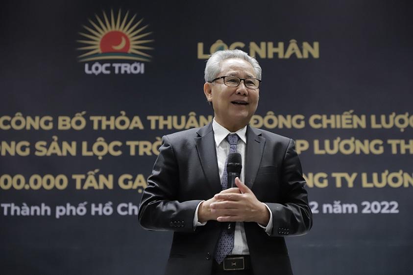 Ông Huỳnh Văn Thòn, Chủ tịch Tập đoàn Lộc Trời chia sẻ tại sự kiện.