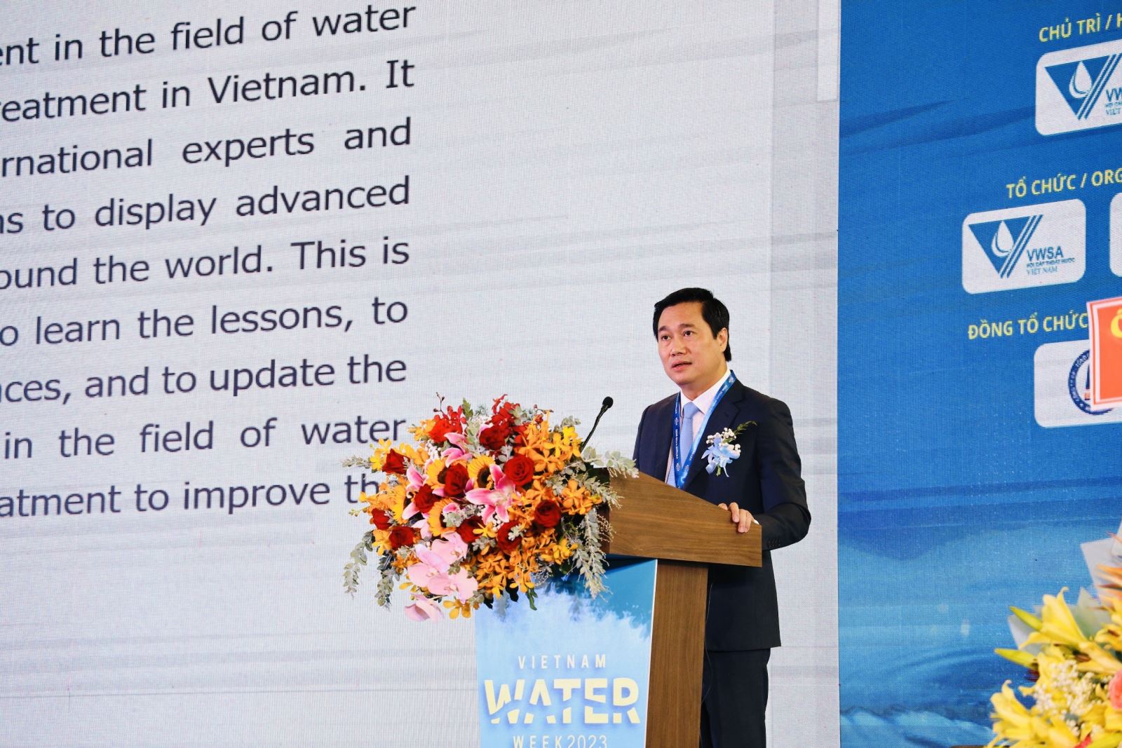 Thứ trưởng Bộ Xây dựng Nguyễn Tường Văn phát biểu tại Lễ khai mạc Tuần lễ ngành nước Việt Nam 2023