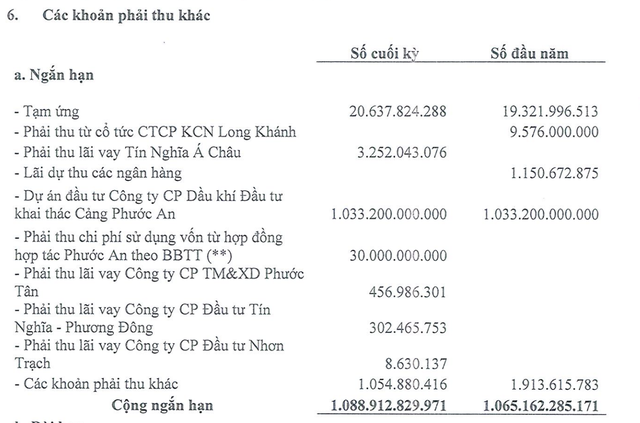 Phát triển Khu công nghiệp Tín Nghĩa phát sinh phải thu 1.033,2 tỷ đồng với Cảng Phước An (Nguồn: TIP)