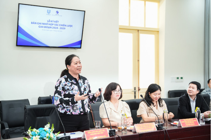 Bà Nguyễn Thị Bích Vân, Tổng Giám đốc Quốc gia Unilever Việt Nam phát biểu