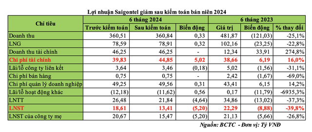 Lợi nhuận Saigontel giảm sau kiểm toán bán niên 2024