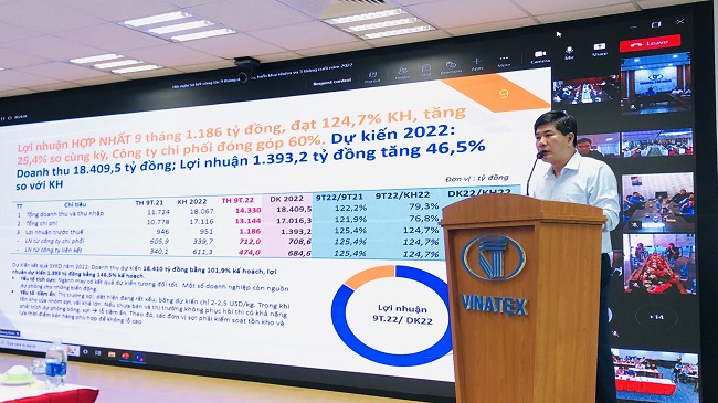 Tổng giám đốc Vinatex, Cao Hữu Hiếu cho biết, 9 tháng 2022, Tập đoàn đã hoàn thành vượt kế hoạch lợi nhuận cả năm.