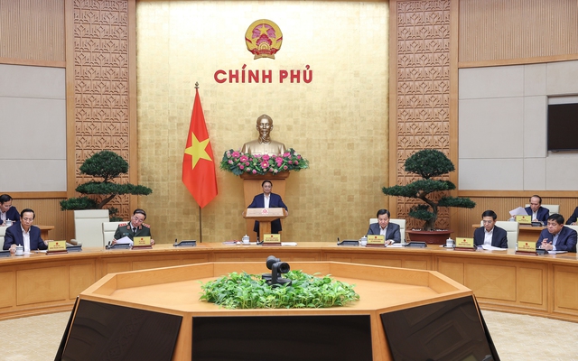 Thủ tướng Phạm Minh Chính chủ trì phiên họp Chính phủ thường kỳ tháng 2/2023. Ảnh: VGP.