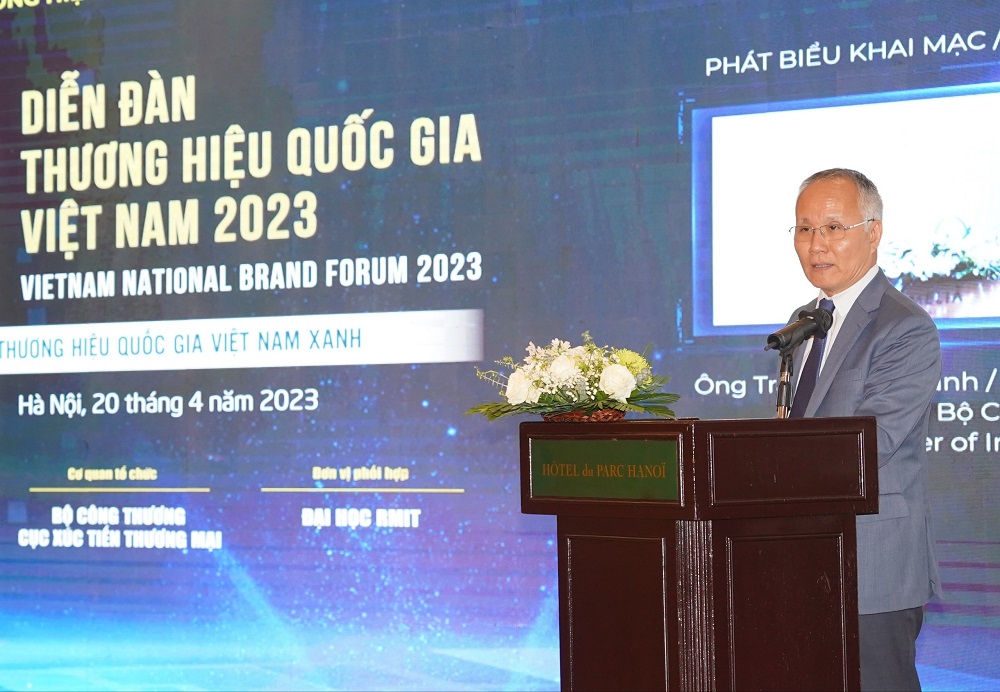 Thứ trưởng Bộ Công thương, Trần Quốc Khánh tại Diễn đàn Thương hiệu Quốc gia Việt Nam 2023.