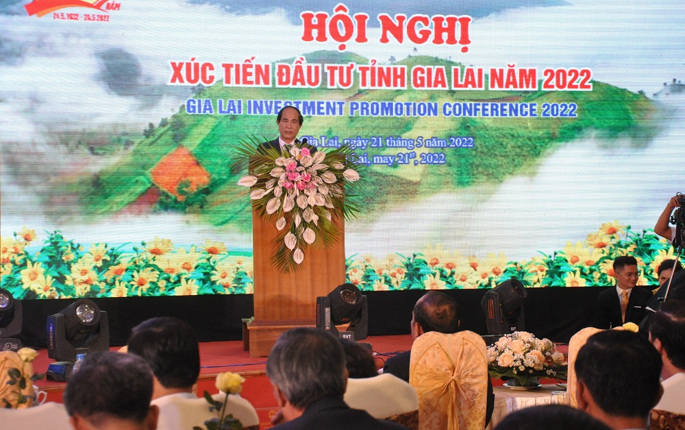 Chủ tịch UBND tỉnh Gia Lai, ông Võ Ngọc Thành phát biểu khai mạc Hội nghị.