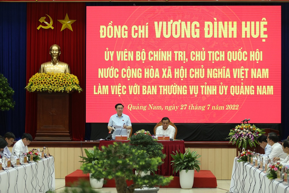 Chủ tịch Quốc hội Vương Đình Huệ đã có buổi làm việc với Ban Thường vụ tỉnh uỷ Quảng Nam.