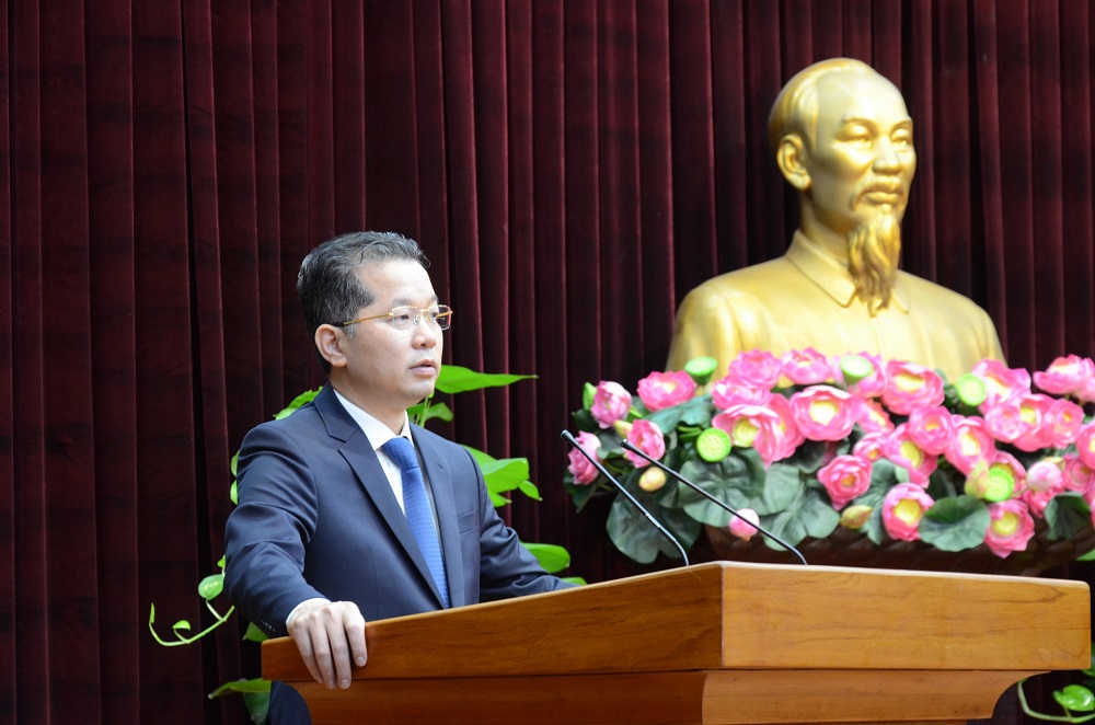 Bí thư Thành uỷ Đà Nẵng, ông Nguyễn Văn Quảng phát biểu giao nhiệm vụ cho các cán bộ vừa được bổ nhiệm.