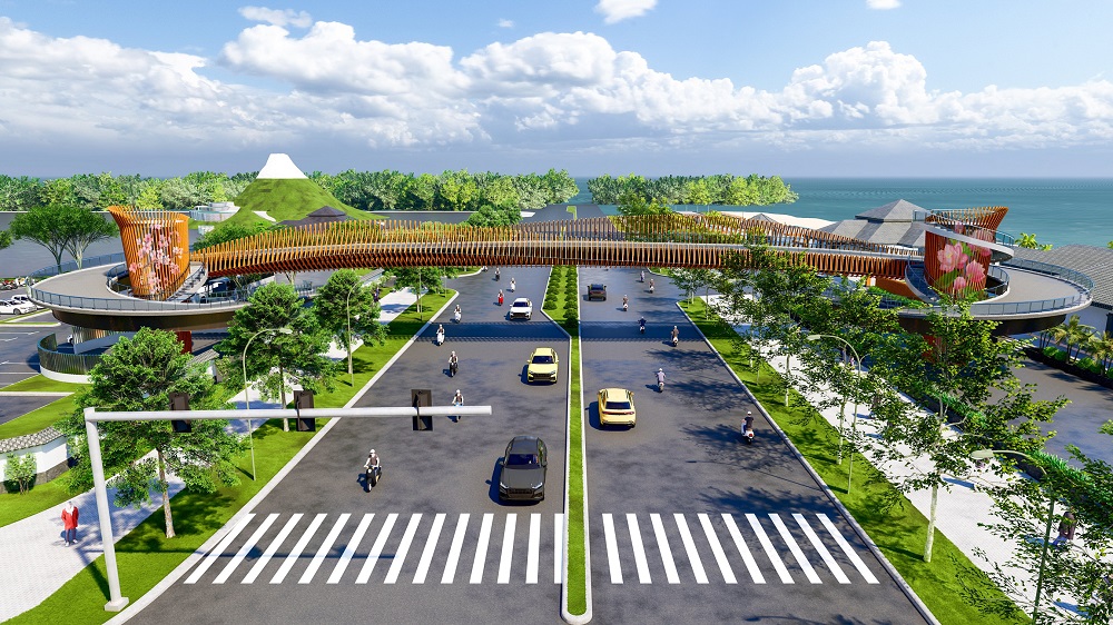 Cầu vượt đi bộ bắt ngang đường Nguyễn Tất Thành sẽ trở thành điểm nhấn du lịch của Đà Nẵng.