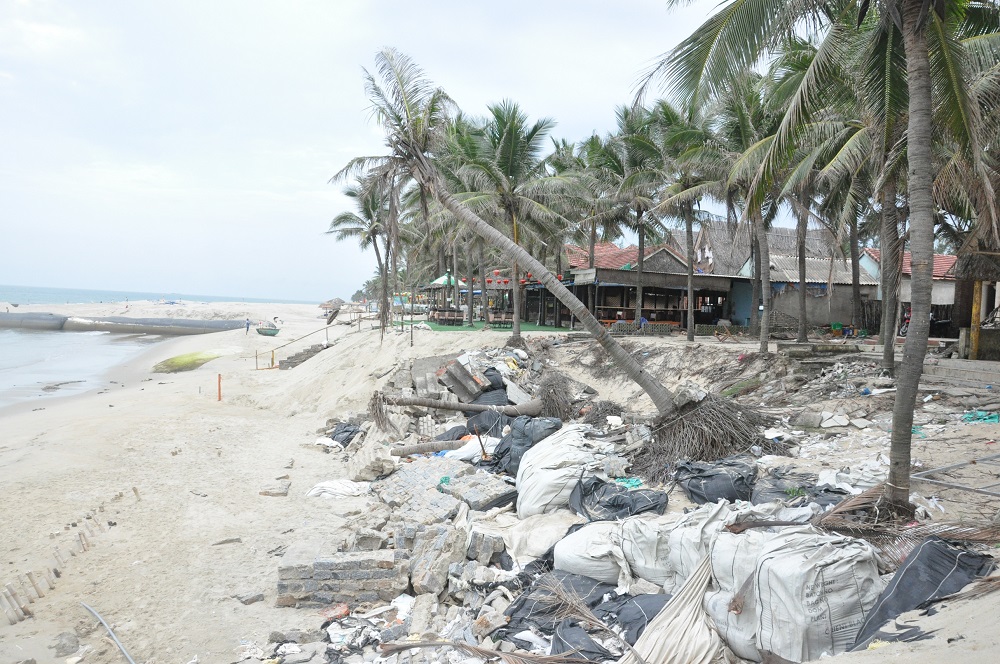 Bãi biển Cửa Đại ở thành phố Hội An bị sạt lở nghiêm trọng.