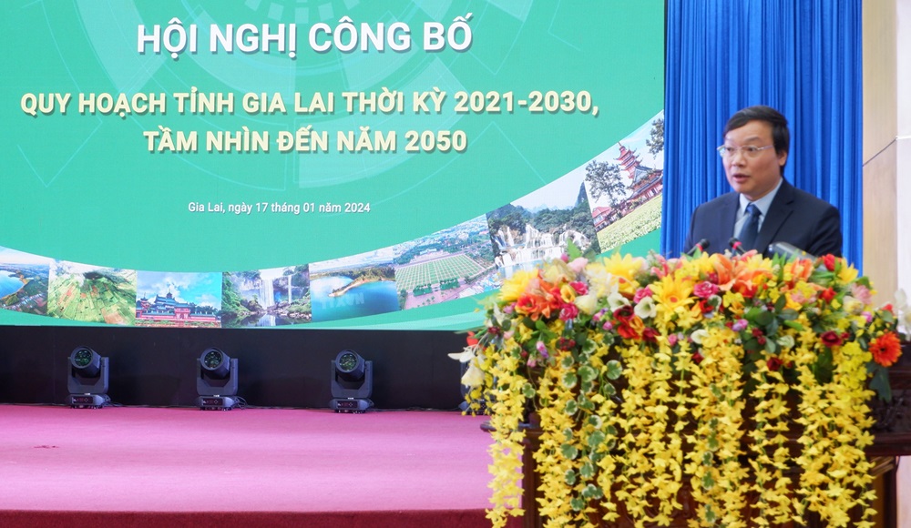 Ông Trương Hải Long – Chủ tịch tỉnh Gia Lai phát biểu khai mạc Hội nghị.