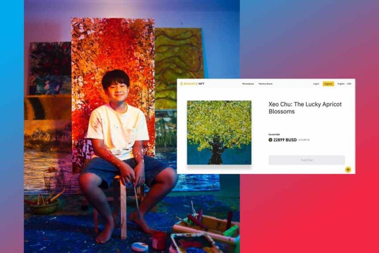 Hoạ sĩ Xèo Chu, 14 tuổi, vừa bán đấu giá thành công bức tranh NFT đầu tiên trên nền tảng Binance với giá 22.899 USD (527 triệu đồng)