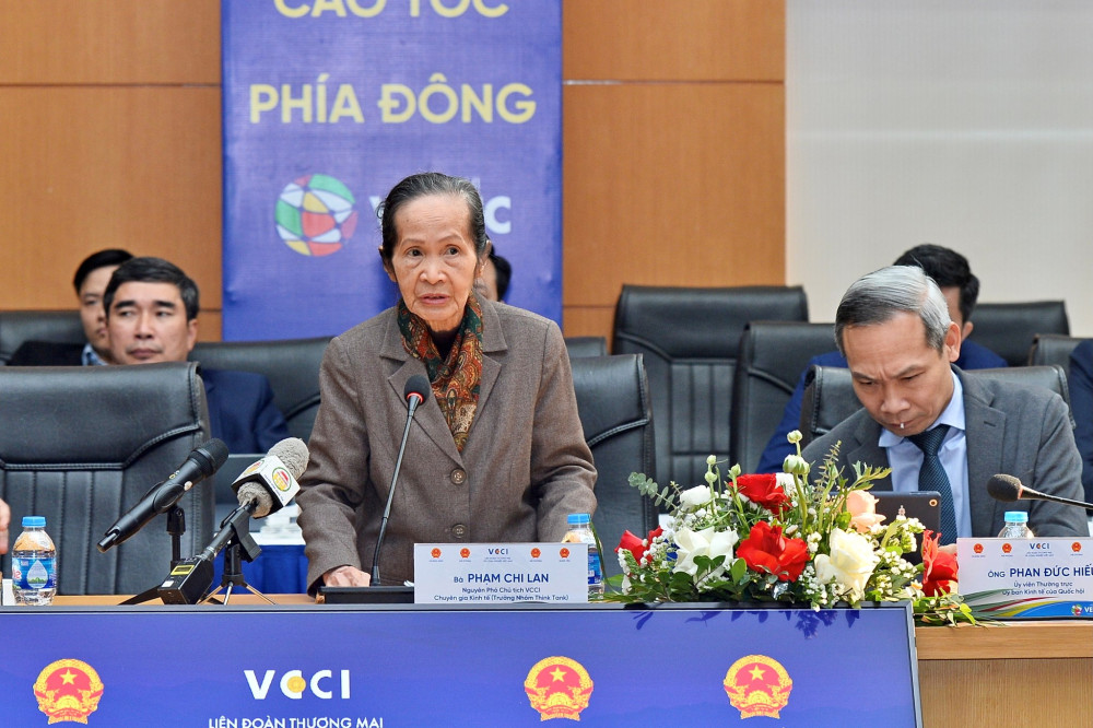 Bà Phạm Chi Lan, chuyên gia kinh tế phát biểu tại Hội nghị