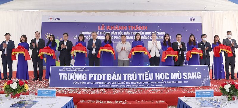 Trường PTDT bán trú tiểu học Mù Sang vừa được khánh thành ngày 21/4/2022 là một trong các công trình thực hiện trong Chương trình 30a do EVN triển khai tại tỉnh Lai Châu
