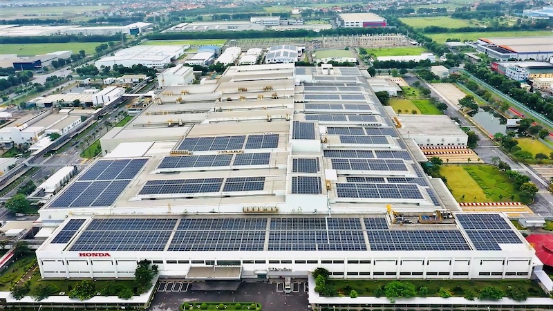 hệ thống điện mặt trời áp mái tại Nhà máy Honda Hà Nam 