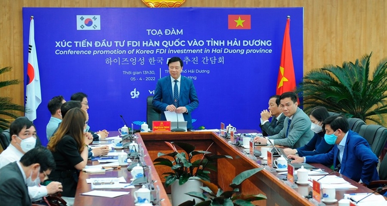 Ông Phạm Xuân Thăng, Bí thư Tỉnh ủy Hải Dương phát biểu tại buổi Tọa đàm. Ảnh: Thành Chung