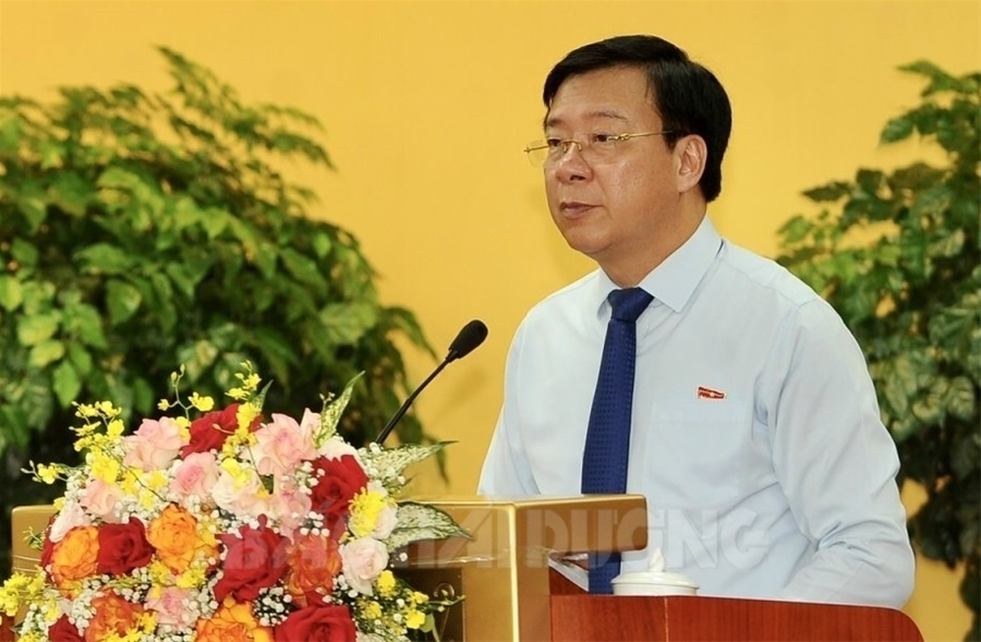 Ông Phạm Xuân Thăng, Bí thư Tỉnh ủy, Chủ tịch HĐND tỉnh Hải Dương phát biểu tại kỳ họp
