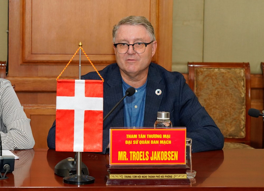 Ông Troels Jakobsen, Tham tán Thương mại Đại sứ quán Đan Mạch mong muốn TP.Hải Phòng hỗ trợ để Dự án sớm được triển khai, phấn đấu được phép khảo sát trong năm 2023, hoàn thành giai đoạn 1 trước năm 2030. Ảnh: ĐT
