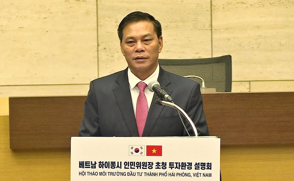Ông Nguyễn Văn Tùng, Chủ tịch UBND TP.Hải Phòng phát biểu tại Hội nghị