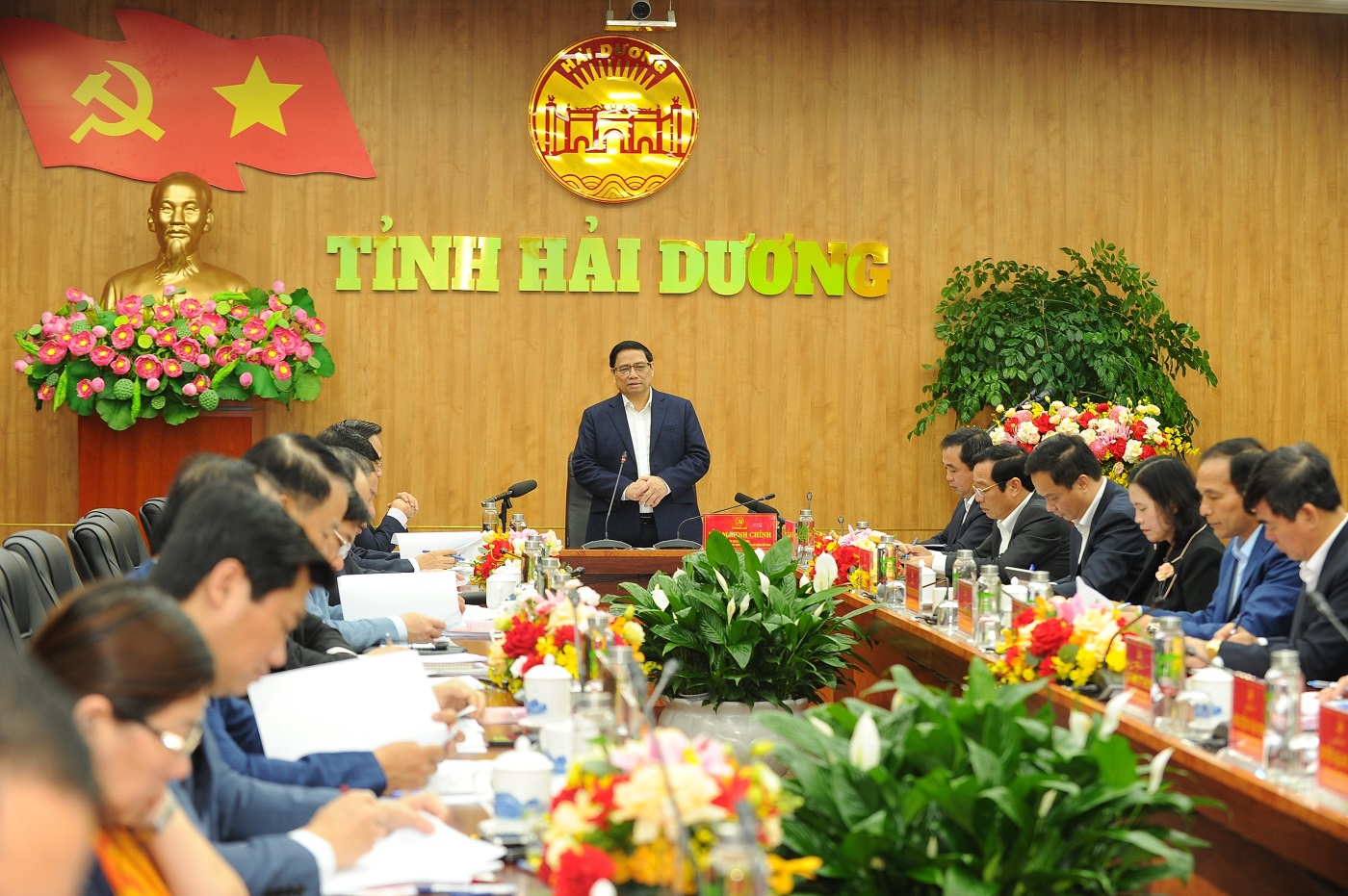 Thủ tướng Chính phủ Phạm Minh Chính phát biểu tại buổi làm việc với tỉnh Hải Dương