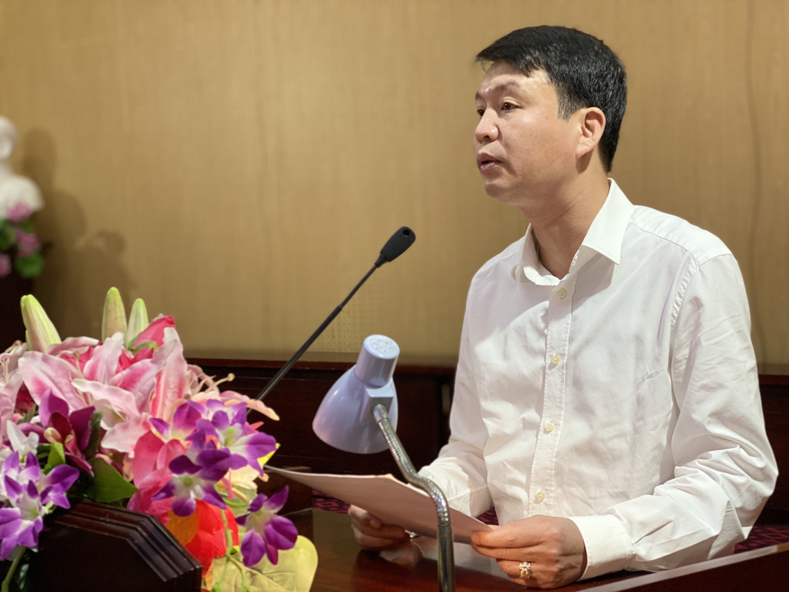 Ông Nguyễn Hữu Phúc, Phó Chủ tịch UBND TP.Hải Dương thông tin chi tiết về tuyến phố đi bộ - chợ đêm tại buổi họp báo