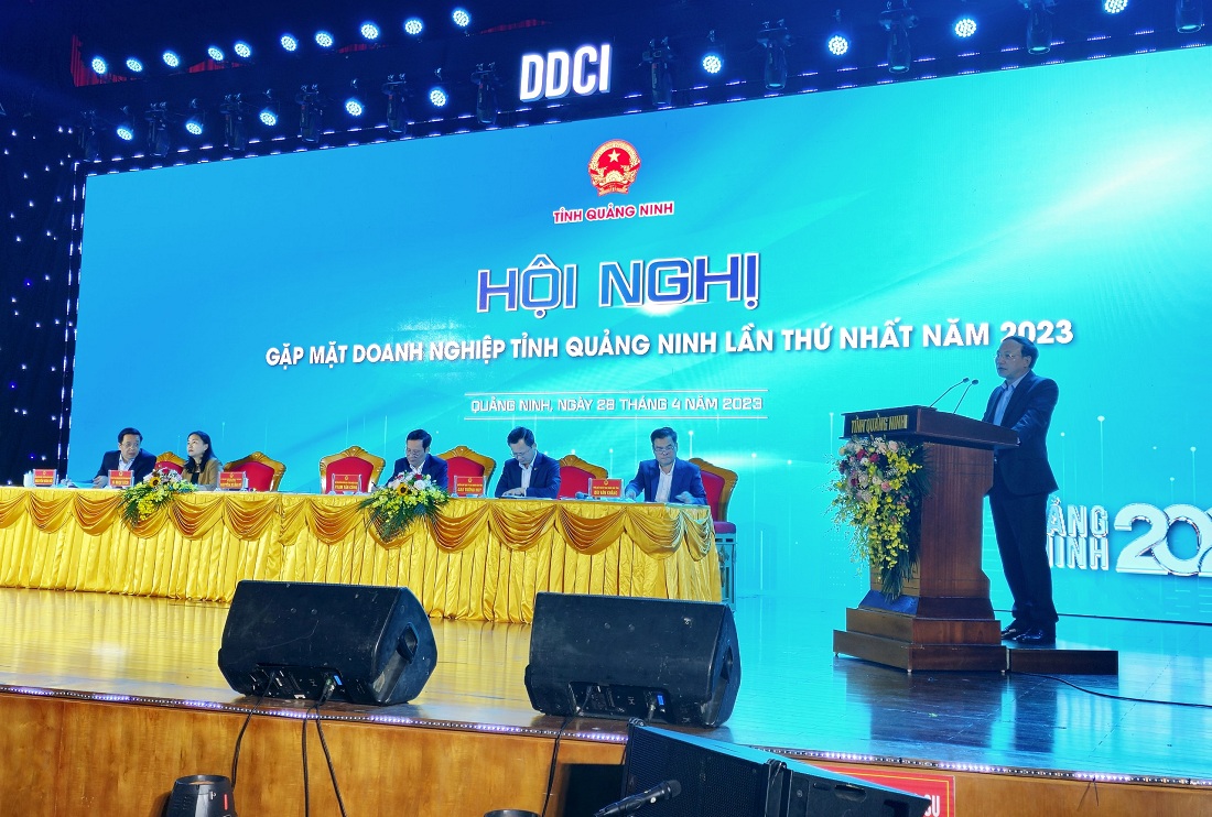 Hội nghị gặp mặt doanh nghiệp tỉnh Quảng Ninh lần thứ nhất năm 2023. Ảnh: Thanh Sơn