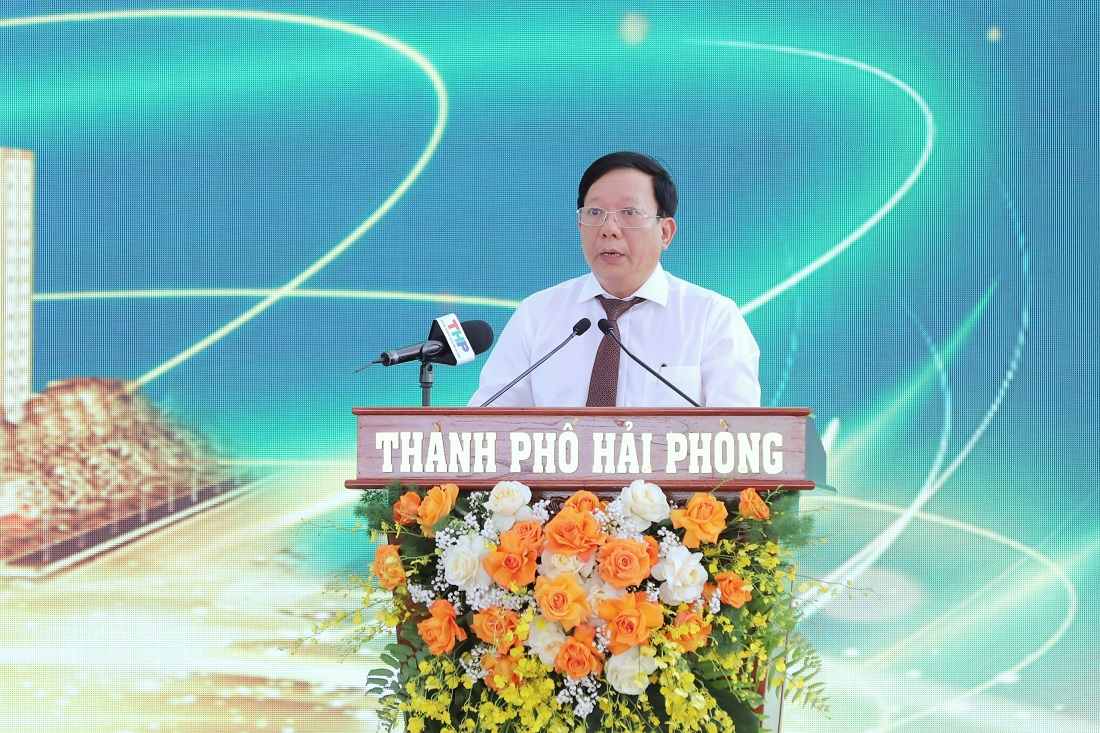 Ông Nguyễn Đức Thọ, Phó Chủ tịch UBND TP.Hải Phòng phát biểu tại lễ khởi công