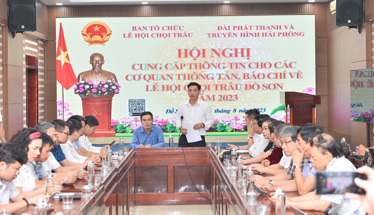 Ông Phạm Hoàng Tuấn, Phó Chủ tịch UBND quận Đồ Sơn, Trưởng Ban tổ chức Lễ hội chọi trâu năm 2023 thông tin về Lễ hội