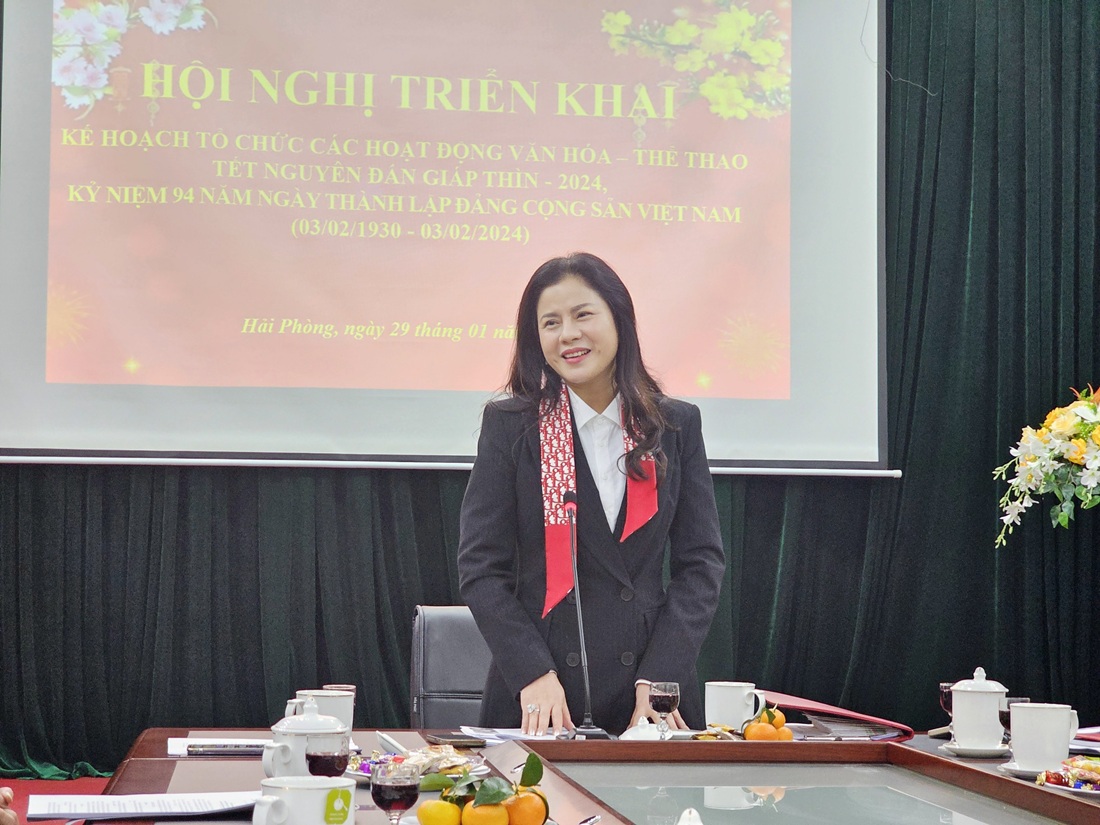 Bà Trần Thị Hoàng Mai, Giám đốc sở Văn hóa và Thể thao Hải Phòng thông tin tại Hội nghị