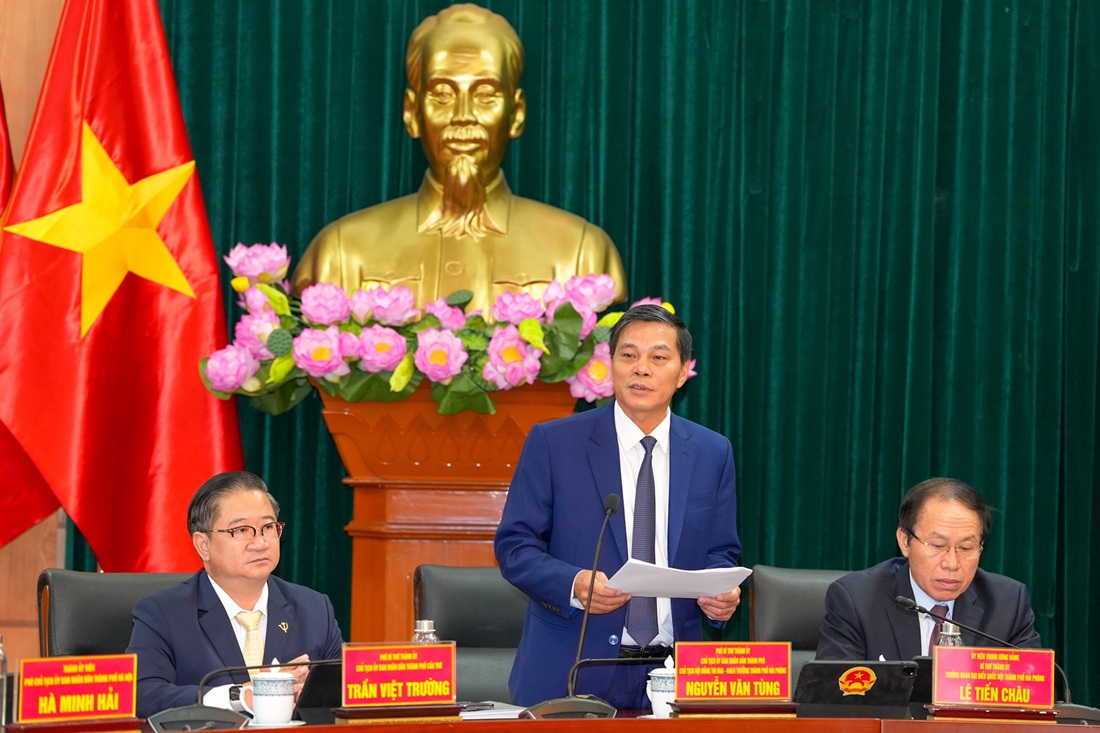 Ông Nguyễn Văn Tùng, Chủ tịch UBND TP. Hải Phòng phát biểu bế mạc hội nghị