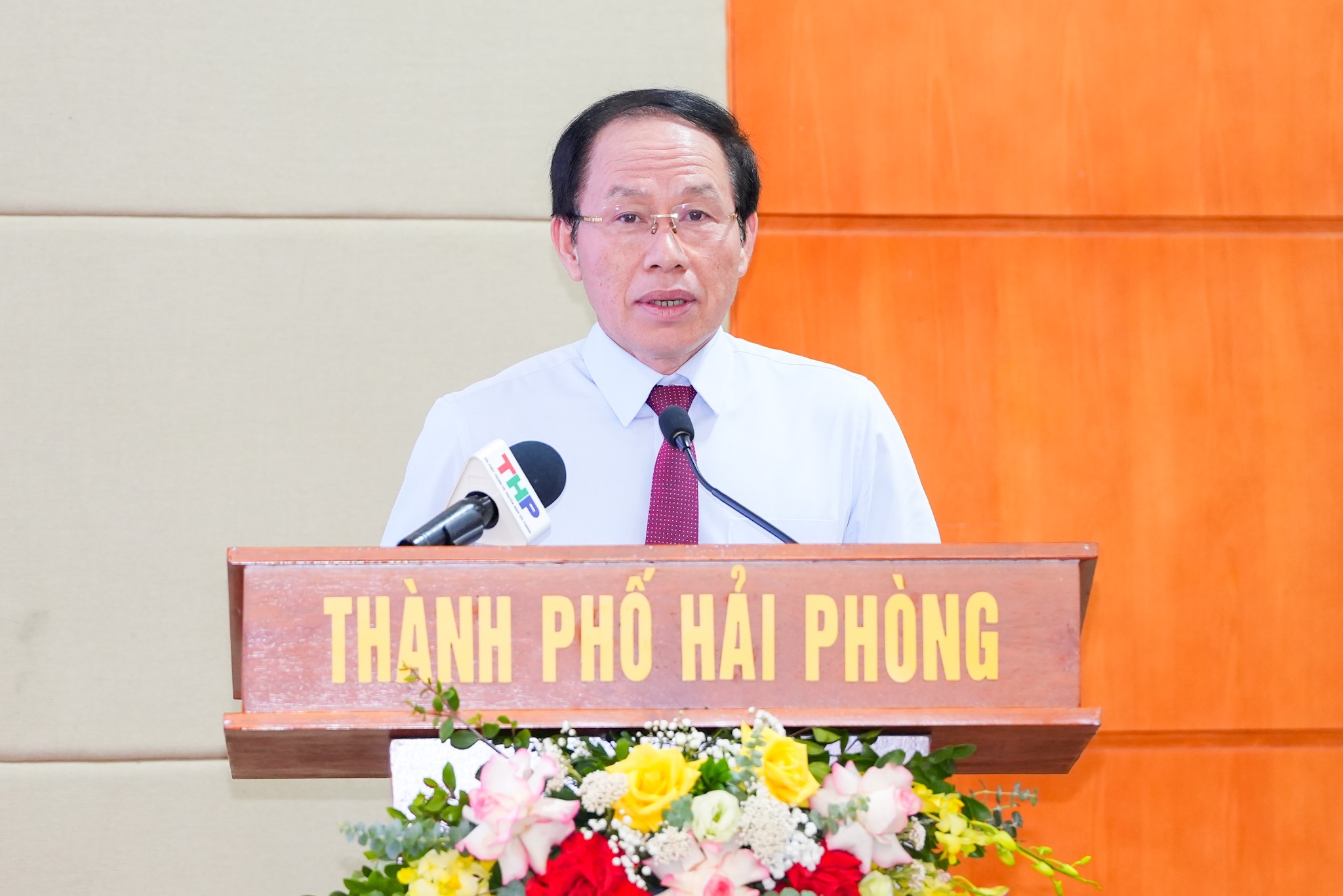 Ông Lê Tiến Châu, Bí thư Thành ủy Hải Phòng phát biểu tại Hội nghị