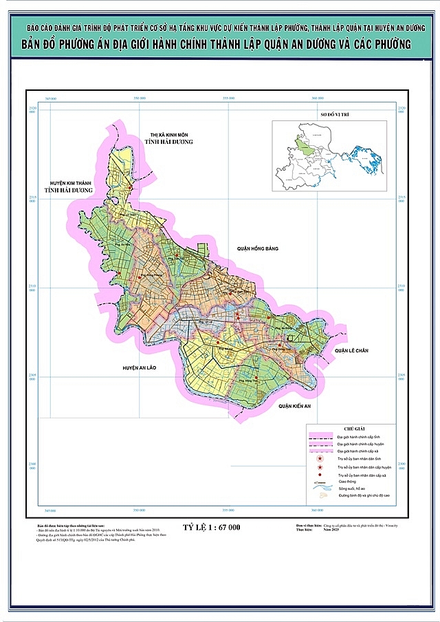 Bản đồ phương án địa giới hành chính thành lập quận An Dương và các phường