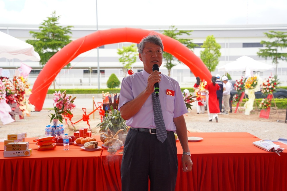 Ông Sung Kuei-Hsiu, Chủ tịch Công ty TNHH Công nghệ Chia Chang Việt Nam phát biểu tại buổi lễ. Ảnh: Thanh Sơn