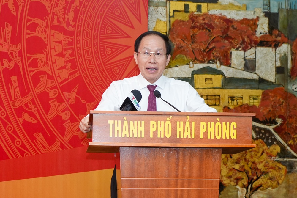 Ông Lê Tiến Châu, Bí thư Thành uỷ Hải Phòng phát biểu tại Hội nghị