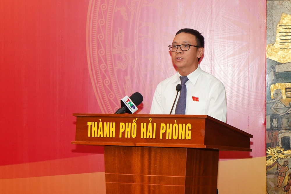 Ông Đào Trọng Đức, Bí thư Đảng đoàn Mặt trận Tổ quốc Việt Nam thành phố Hải Phòng phát biểu tại Hội nghị
