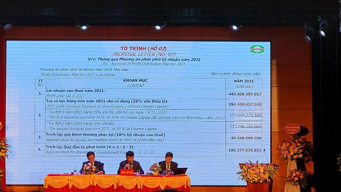 Nhựa Tiền Phong quyết định chia cổ tức năm 2021 hoan toàn bằng tiền mặt.