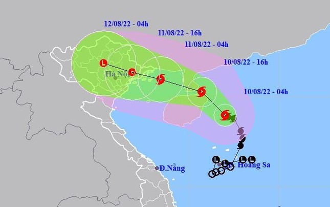 Dự báo mới nhất về đường đi và vùng ảnh hưởng của bão số 2. Ảnh: Trung tâm Dự báo Khí tượng Thủy văn Quốc gia