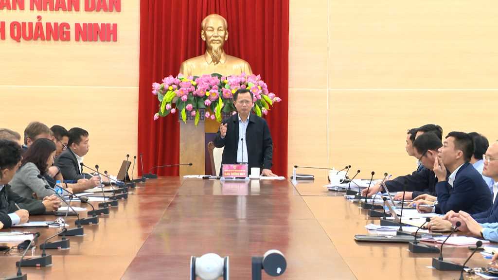 Ông Cao Tường Huy, Quyền Chủ tịch UBND tỉnh chỉ đạo tại cuộc họp.