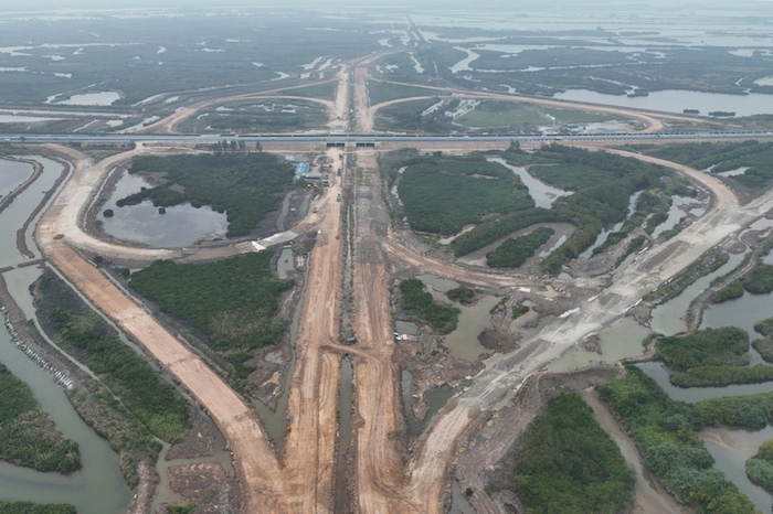 Nút giao Đầm Nhà Mạc đã Dự án đã thi công đạt khoảng 70% khối lượng các hạng mục. Nguồn ảnh: Báo Quảng Ninh.