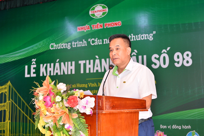 Ông Trần Trọng Nghĩa, Tổng giám đốc Nhựa Tiền Phong miền Trung phát biểu tại lễ khánh thành.
