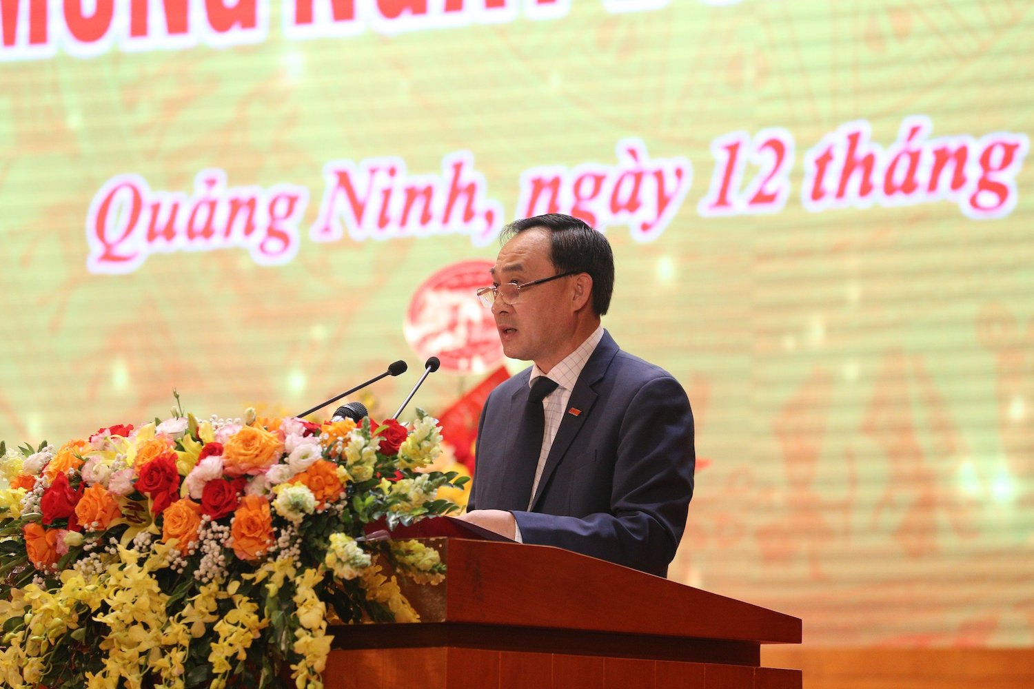 Ông Phạm Văn Thể, Chủ tịch Hiệp hội doanh nghiệp tỉnh Quảng Ninh chia sẻ tại buổi gặp mặt.