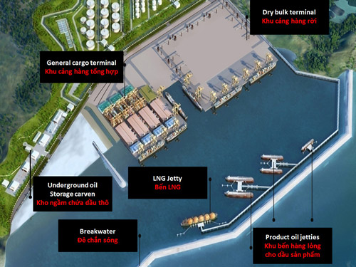 Cảng Bãi Gốc đang thu hút sự quan tâm đầu tư của nhiều tập đoàn. Ảnh Phối cảnh mặt bằng chi tiết cảng Bãi Gốc